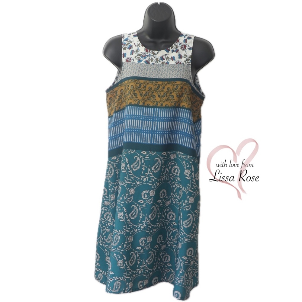 Patterned Silky Racerback Colorful Printed Mini Dress (Maeve for Anthropologie)